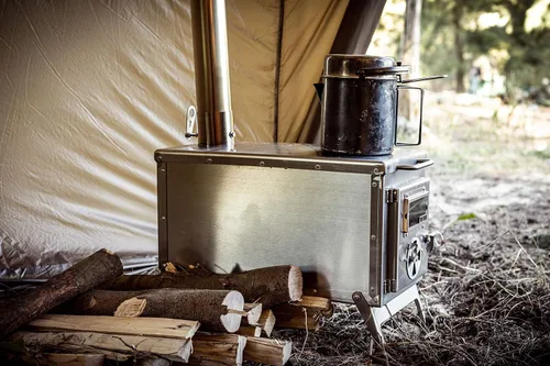Miniatura 8 de OneTigris Estufa de tienda de campaña Tiger Roar, quemador de leña portátil para campamento de invierno, caza y cocina al aire libre, tubos incluidos
