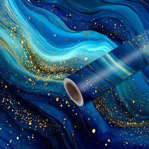 Miniatura 22 de Nuxovilar Papel Tapiz de Mármol Galaxia Azul Oscuro con Textura Despegar y Pegar, 15.75"x39.37", Papel de Contacto Autoadhesivo, Patrón Cósmico Tipo
