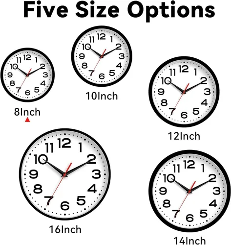 Miniatura 6 de Roymnie Reloj de pared silencioso sin tictac, moderno, funciona con pilas, 20 cm pequeño, clásico, analógico, decorativo, para cocina, sala