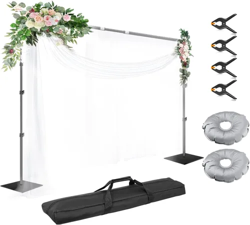 Miniatura 10 de EMART Soporte para Telón de Fondo, 8.5x10 pies Ancho Ajustable Soporte de Fondo de Fotografía con Postes de Base Plana Resistente, Tubo de Acero