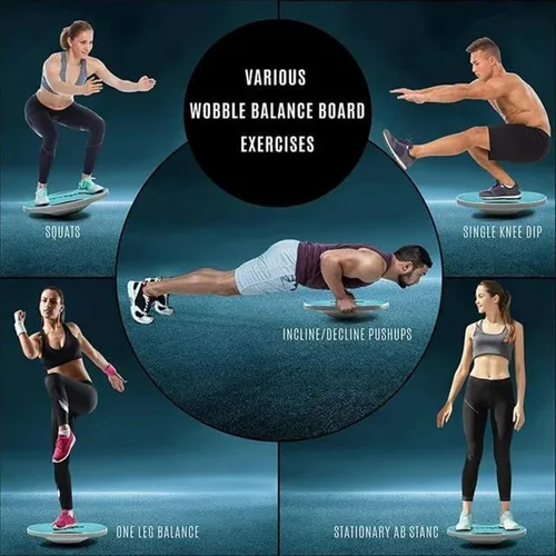 Miniatura 7 de Yes4All Wobble Balance Board, Plastic Stability Trainer with Handles for Standing Desk, Core Training & Home Gym Workout A. Azul cielo