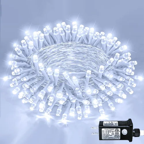 Miniatura 31 de Guirnalda de 120 luces LED rojas impermeables para exteriores, luces de Navidad rojas de 40 pies, 8 modos, cable transparente, guirnalda de luces