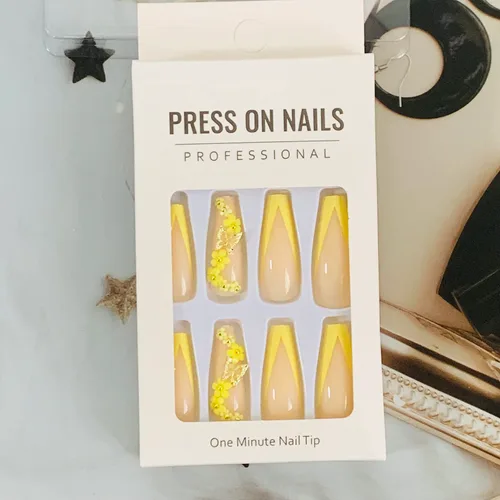 Miniatura 6 de Uñas postizas largas a presión, punta francesa de bailarina, 24 uñas postizas reutilizables de cobertura completa con pestañas adhesivas, uñas
