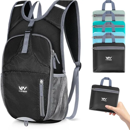 Mochila de senderismo plegable de 15 L, ligera, plegable, impermeable, lavable a máquina, con correa para el pecho, paquete plegable pequeño para