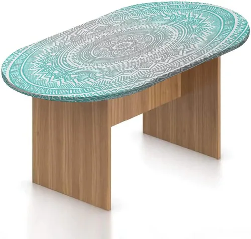 Miniatura 15 de XISUNYA Mantel ovalado ajustable para patio, de poliéster elástico degradado, mantel con estampado de mar y océano misterioso profundo, se adapta a