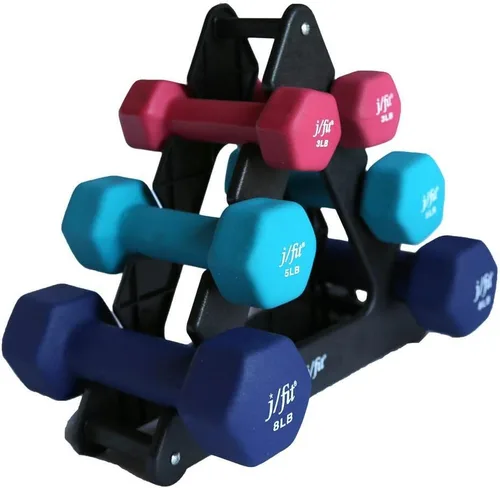 Miniatura 16 de JFIT Dumbbell Pairs or Sets – Neoprene & Vinyl Coated Hand Weights for Home Gym, Strength Training, Aerobics, Cardio Exercise and Fitness