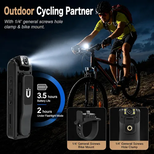 Miniatura 4 de Cámara Corporal 4K con Grabación de Audio y Vídeo, Cámara Ponible Mini de 128GB con Cordón Magnético, Cámara Corporal para Viaje, Ciclismo