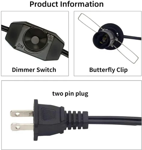 Miniatura 3 de Cable de lámpara de sal del Himalaya, con interruptor de atenuación, bombilla de Navidad, cable con control de atenuador y montaje de base, 6 pies