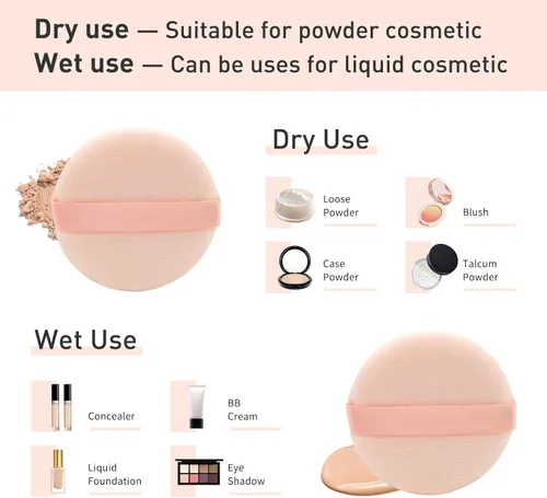Miniatura 2 de 4 almohadillas de algodón para polvo, esponja de maquillaje suave para base de polvo suelto, almohadillas para la cara, base cosmética corporal 3.15