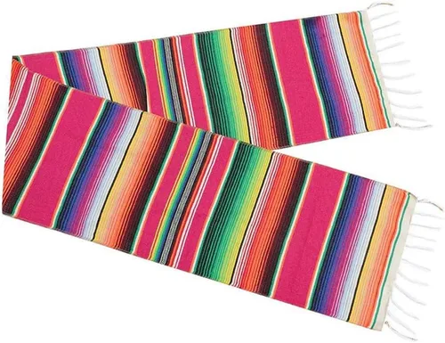 Miniatura 6 de Camino de mesa mexicano de 14 x 84 pulgadas, camino de mesa de serape mexicano para decoración de bodas y fiestas mexicanas, camino de mesa de Rosa