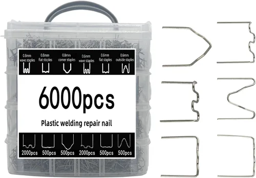 DLronwey Grapas de soldadura de plástico 6000 piezas, 6 tipos de grapas calientes para decoración, reparación de automóviles, modelado