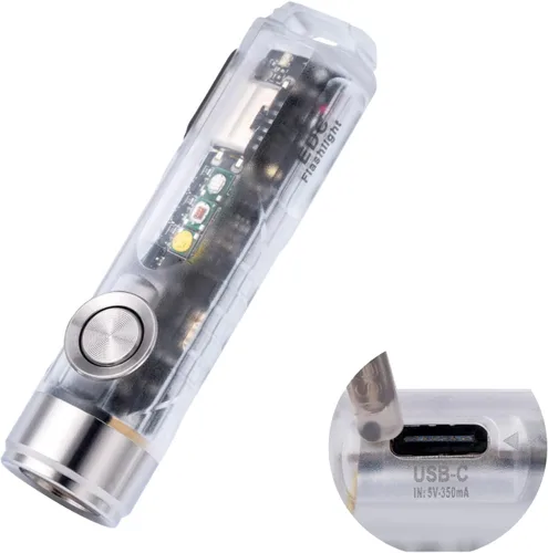 Miniatura 7 de RovyVon Aurora A5-G4 USB C - Linterna recargable con llavero de 6500 K, 650 lúmenes, linterna EDC de tamaño mini súper brillante, con 2 luces