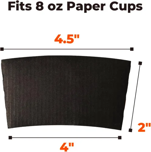 Miniatura 3 de FMP Brands Paquete de 1000 fundas para tazas de café de 8 onzas, fundas desechables para tazas calientes, fundas para tazas de café negras a granel