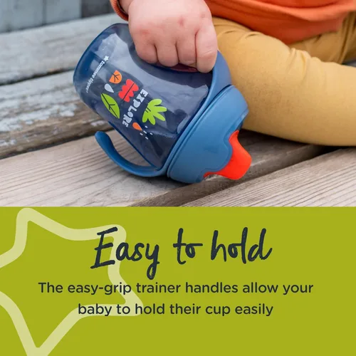Miniatura 5 de Tommee Tippee Vasos de entrenamiento de 8 onzas con asas para bebés y niños pequeños, a prueba de derrames, sin BPA, azul, naranja y verde, paquete