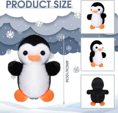 Miniatura 2 de Skylety 8 Piezas Mini Animales de Peluche de Pingüino de 4 Pulgadas a Granel Llaveros de Peluche de Pingüino para Regalos de Favor de Fiesta de Negro