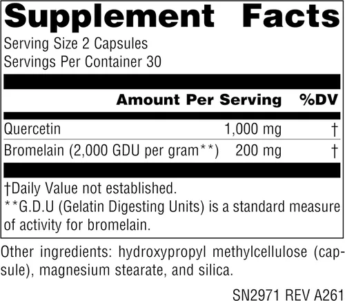 Miniatura 2 de Source Naturals Quercetina con bromelina, apoyo respiratorio e inmunológico* - 500 mg por cápsula, 1000 mg por porción - 60 cápsulas veganas