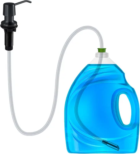 Miniatura 8 de Dispensador de jabón para fregadero de cocina, boquilla de 4 pulgadas y botella de capacidad de 16 onzas, dispensador de jabón negro para encimera