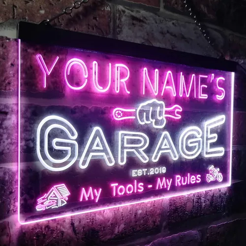 Miniatura 3 de ADVPRO personalizado: tu nombre estación del año, garaje temático, cueva para hombres. Decoración con doble color LED neón signo st6-pp1-tm Blanco