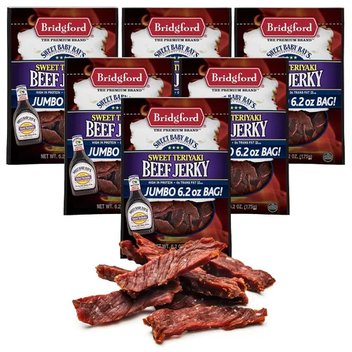 Miniatura 17 de Bridgford Sweet Baby Ray's Beef Jerky Sweet N Spicy - Paquete de 2 unidades de 6.2 onzas, cecina de res picante endulzada con alto contenido
