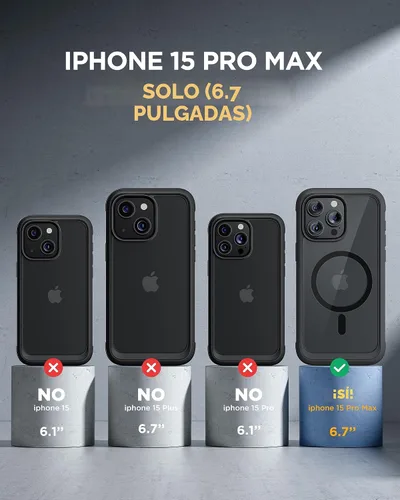 Miniatura 6 de Miracase Funda magnética para iPhone 15 Pro Max de 6.7 pulgadas [compatible con Magsafe], funda de cuerpo completo a prueba de caídas para iPhone 15