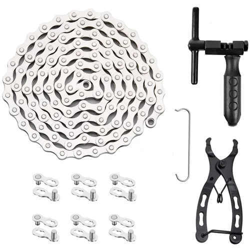 Kit de reparación de cadena de bicicleta, cadena de bicicleta de 6/7/8 velocidades con alicates de eslabones de bicicleta, rompedor de