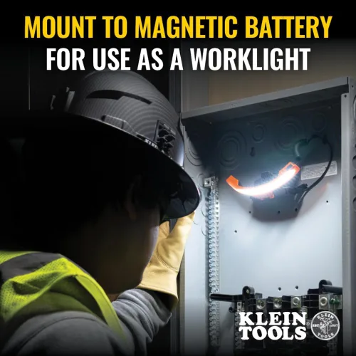 Miniatura 5 de Klein Tools KHH56308 linterna frontal recargable LED de haz ancho para cascos duros Klein Tools, 770 lúmenes, para trabajo, batería y soporte