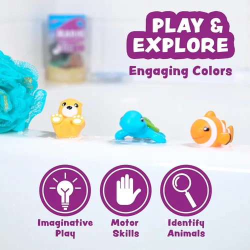 Miniatura 8 de Tub Works® Juguetes de baño Marine™ sin moho, paquete de 6 Diseño de juguetes de baño sellados y sin agujeros que mantiene la humedad fuera