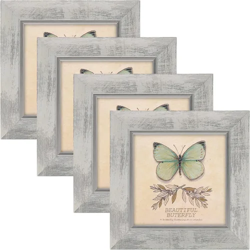 Miniatura 8 de XUANLUO Juego de 4 marcos de fotos de 4x6, estilo rústico retro con cubierta de plástico HD para montaje en pared y exhibición en mesa, regalo