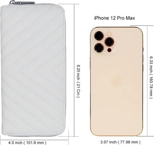 Miniatura 5 de Cartera de piel vegana con doble cremallera y correa de sujeción de mano Chevron Bordado Blanco