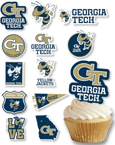 Miniatura 18 de Decoraciones para cupcakes de la Universidad de Alabama, suministros para fiestas de fútbol americano, cumpleaños, graduación (24 piezas)