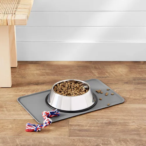 Miniatura 6 de Amazon Basics Tapete de silicona antideslizante e impermeable para comida de gatos y perros, tapetes para mascotas con bordes elevados para tazones