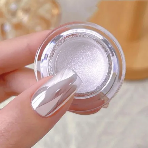 Miniatura 5 de Pretty Diva Polvo de Uñas Cromado Blanco - 1g Efecto Espejo Super Brillante de Luz Lunar Blanca, Polvo de Cromo para Uñas de Calidad de Salón, Luz