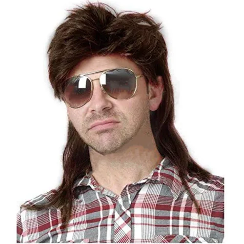 Miniatura 37 de Swiking Pelucas negras de salmonete para mujer, rizado hasta el hombro, pelo esponjoso de los años 70 y 80, Rocker Party Cosplay Pelucas sintéticas