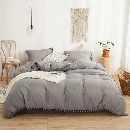 Miniatura 14 de Edredón hippie puro con borlas para dormitorio, manta bohemia con flecos indios, funda de edredón de algodón para mujer con fundas de almohada