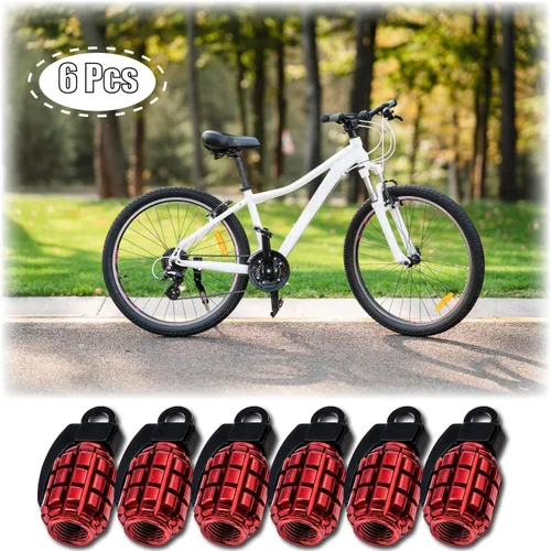 Miniatura 5 de 6 tapas de vástago de válvula de neumático, tapas de válvula de neumático de acero inoxidable para automóviles, camiones, SUV, motocicletas, Rojo