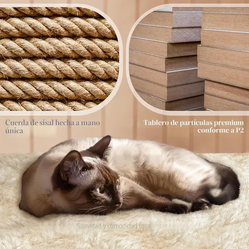 Miniatura 6 de Yaheetech Torre de árbol para gatos de 54 pulgadas, mueble con poste rascador para gatitos, casa de mascotas para jugar Beige