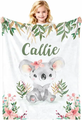 Miniatura 22 de Manta de bebé personalizada con nombre, cobijas de franela suaves y personalizadas con diseño de animales para recién nacidos, niños y niñas