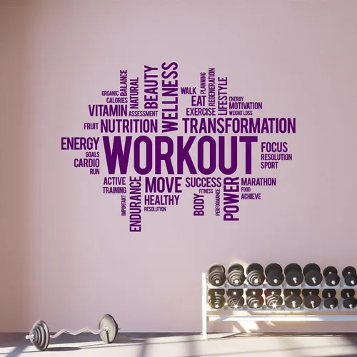 Miniatura 6 de Vinilo adhesivo de pared para entrenamiento, bienestar, gimnasio, gimnasio, gimnasio, gimnasio, deporte, palabras motivacionales, decoración grande