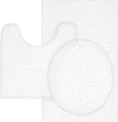 Miniatura 14 de Tapete de baño lavable a máquina, absorbe de agua, es antideslizante, suave y de microfibra, felpilla+F199:G228, Beige, 3 PCS