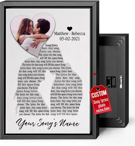 Miniatura 17 de H-DEWALL Lienzo personalizado con letras de canciones enmarcado, regalos para ella, obra de arte para el dormitorio, lienzo musical personalizado