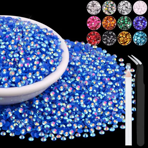 Miniatura 69 de 12000 diamantes de imitación de resina de 0.079 pulgadas a granel para manualidades (transparente), cristales deslumbrantes con parte trasera plana