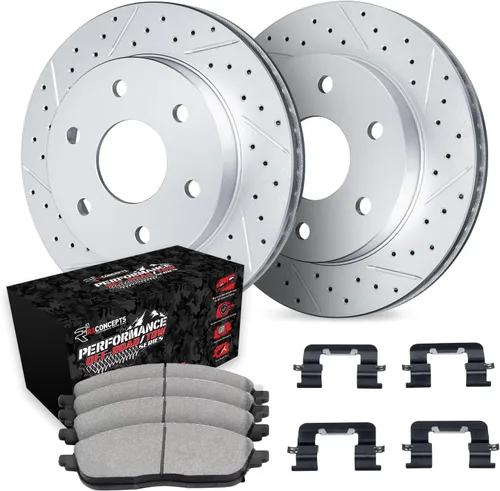 R1 Concepts Frenos delanteros y rotores | Accesorios incluidos| Kit de pastillas de freno y rotores delanteros Off-Road/Remolque | Compatible con