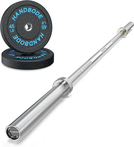 Miniatura 20 de HANDBODE Olympic High-Bounce Bumper Plates Bench Press Barbell Weights Set 2 - Inch, 10-55 lb Rubber Weight Sets for Home Gym, Strength Training