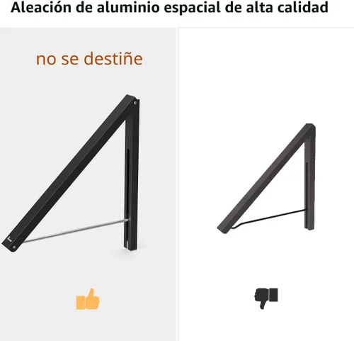 Miniatura 8 de Perchero de Ropa Montado en la Pared para la Lavandería Organizador de Almacenamiento en Aluminio para la Casa, Ahorrador de Espacio, Negro Negro 2