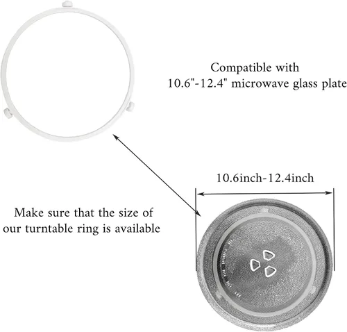 Miniatura 3 de Anillo giratorio de microondas de 7.44 pulgadas/7.4 in, soporte de bandeja de vidrio central para microondas, anillo interior de repuesto para placa