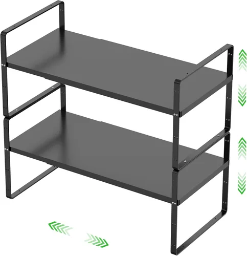 Miniatura 10 de Estante de almacenamiento expandible para gabinete, organizador apilable para cocina, baño, despensa, armario de especias, encimera, escritorio