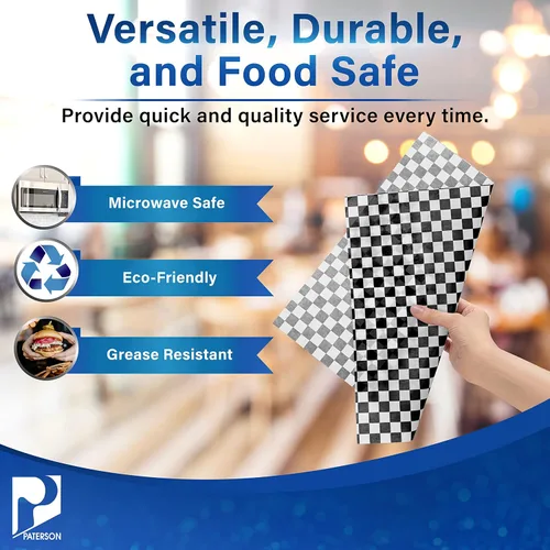 Miniatura 3 de Paterson Paper Deli Wrap - 5000 hojas de papel para sándwich, a cuadros, resistentes a la grasa, de 12 x 12 pulgadas (caja de 5000)