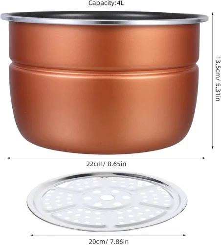 Miniatura 2 de Ipetboom Replacement Non-stick 4l Inner Pot for Electric Pressure Cooker with Thickened Aluminum Alloy and Steamer Rack, Compatible Rice Cooker