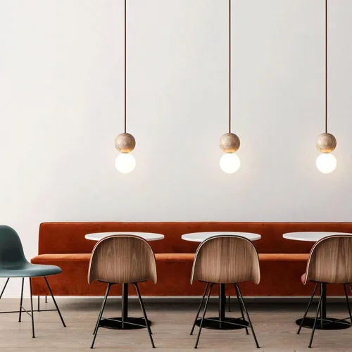 Miniatura 2 de Moderna lámpara colgante de mármol con forma de globo, mini iluminación colgante de techo de piedra natural, cable ajustable de cúpula E27/E26