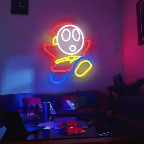 Miniatura 2 de Shy Guy - Letrero de neón regulable con luces LED para decoración de pared, videojuegos, para dormitorio, sala de juegos, cueva de hombre